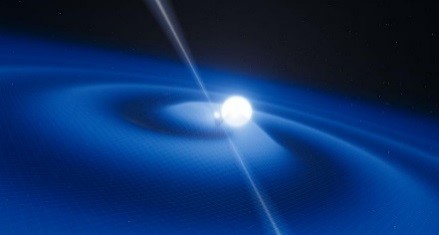 Artist depiction of merging black holes creating gravitational waves