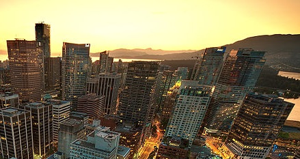 Sunset over downtown Vancouver. Image in public domain.