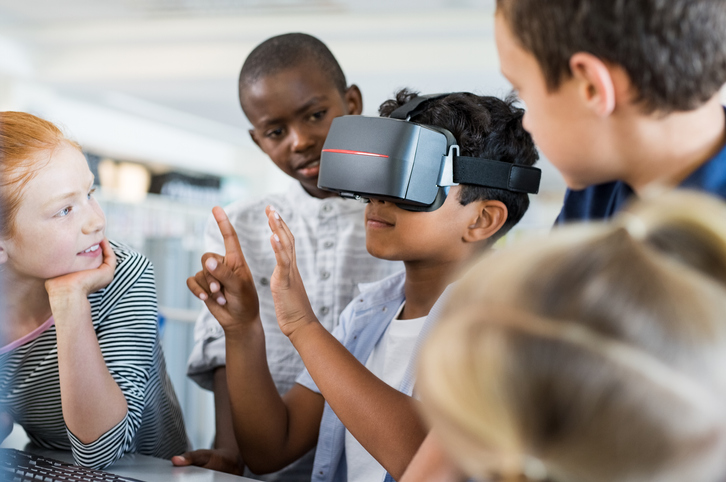 child wearing VR headset